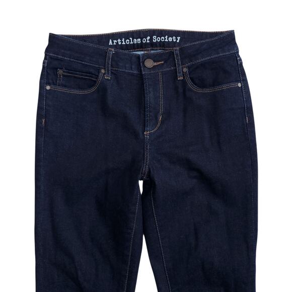 Articles of Society Skinny Jeans Melody Wash Mid Rise Dark Wash Cut Off Hem 26 - Picture 2 of 15